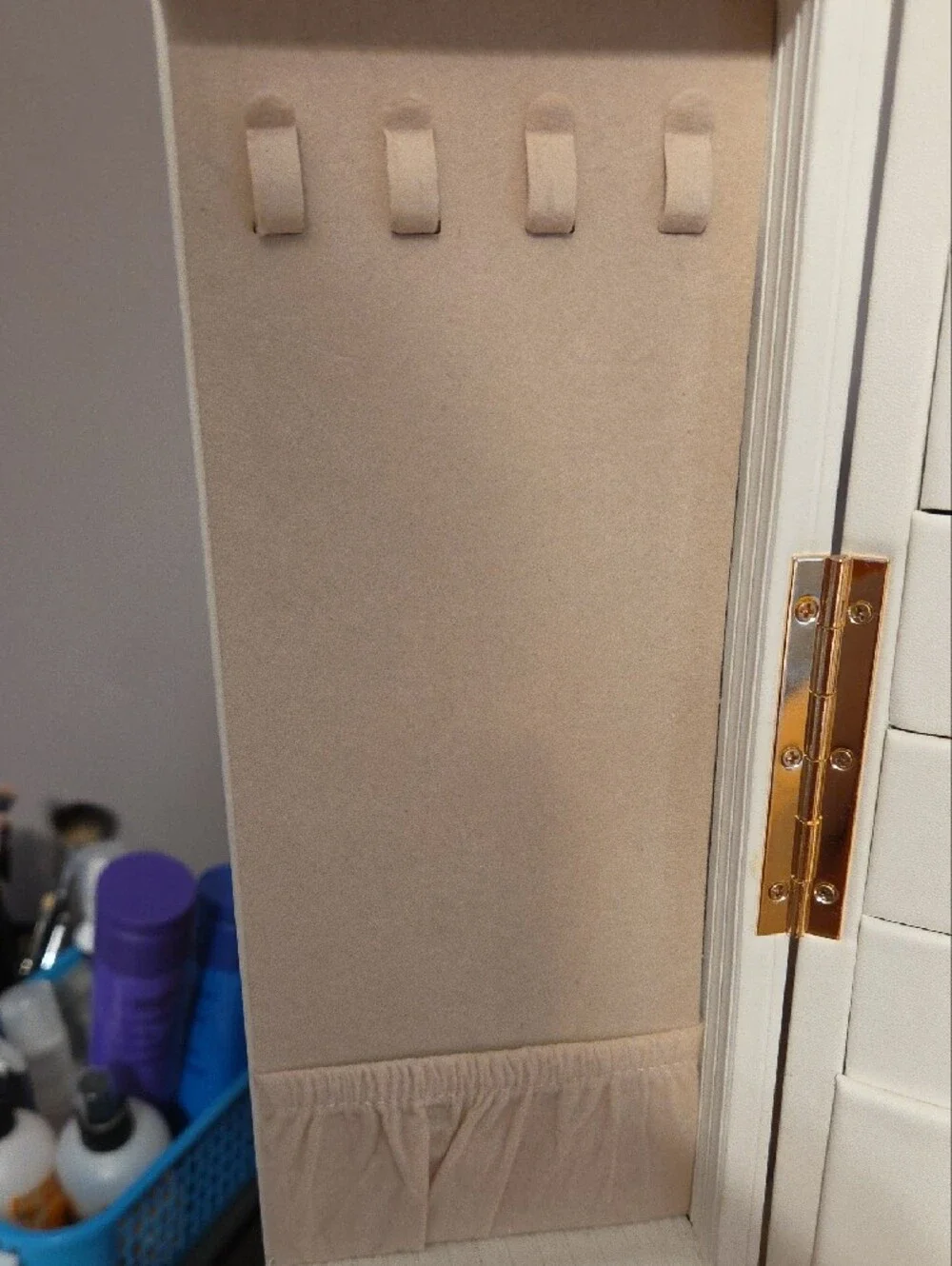 White Ribbed Storage Cabinet with Gold Handles - Home Storage & Organization